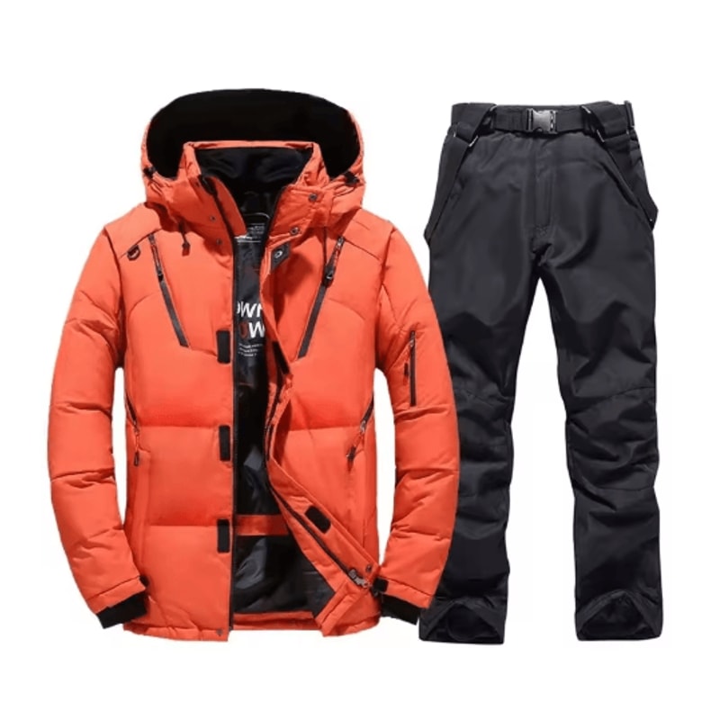 Mens Thermal Ski Suit Set Waterproof Down Jacket Snowboard Bib Pants 16