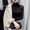 Korean Style High Neck Mesh Top For Women Elegant Sheer Long Sleeve Blouse 3