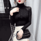 Korean Style High Neck Mesh Top For Women Elegant Sheer Long Sleeve Blouse 4