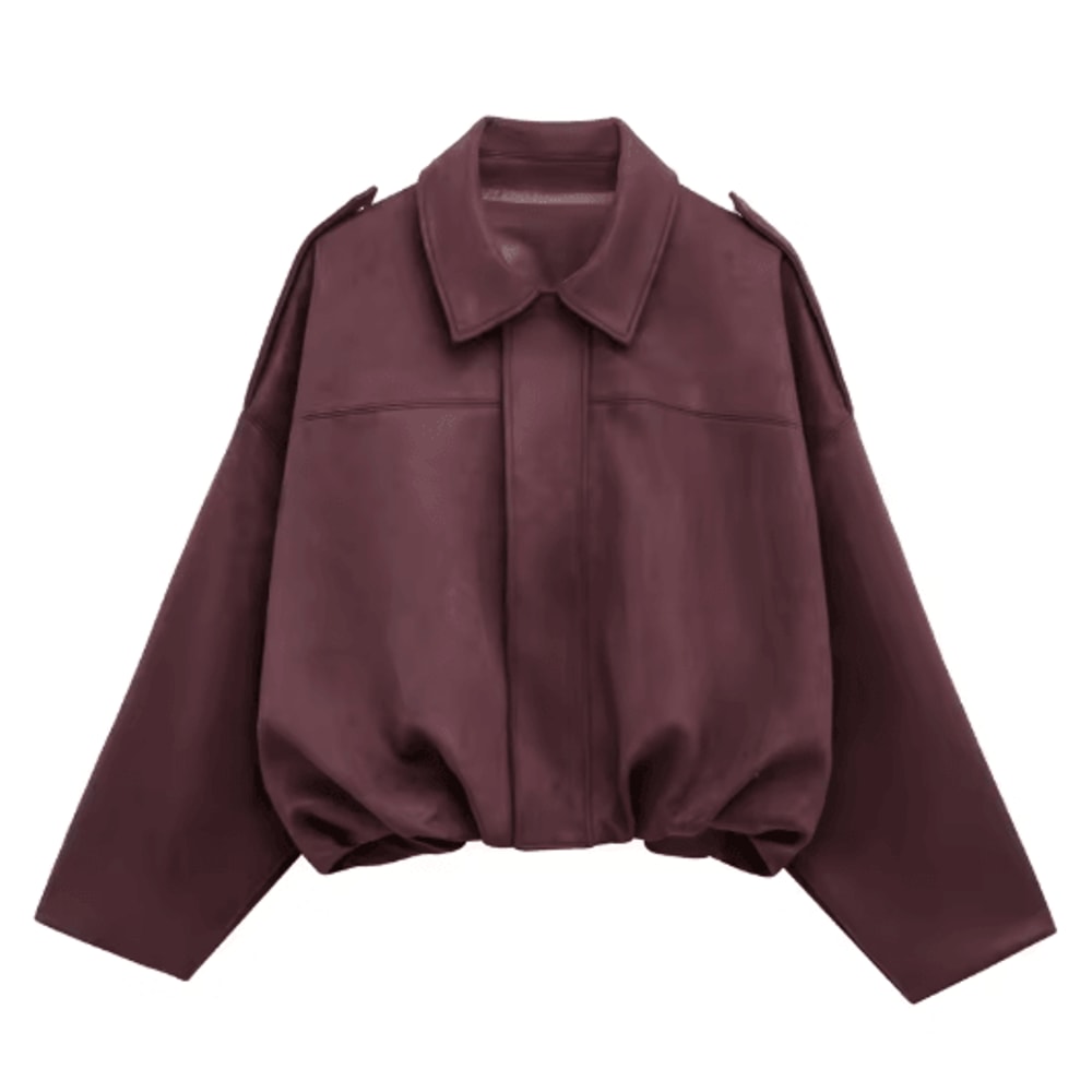 Womens Cropped Suede Bomber Jacket Zip Up High Street Racing Style Coat 1