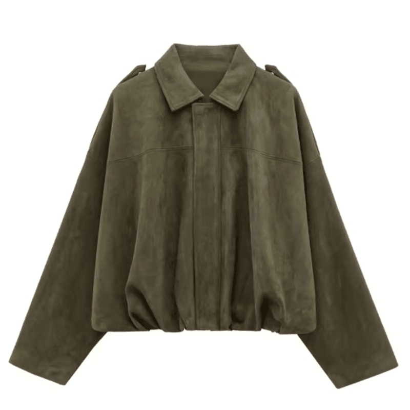 Womens Cropped Suede Bomber Jacket Zip Up High Street Racing Style Coat 3