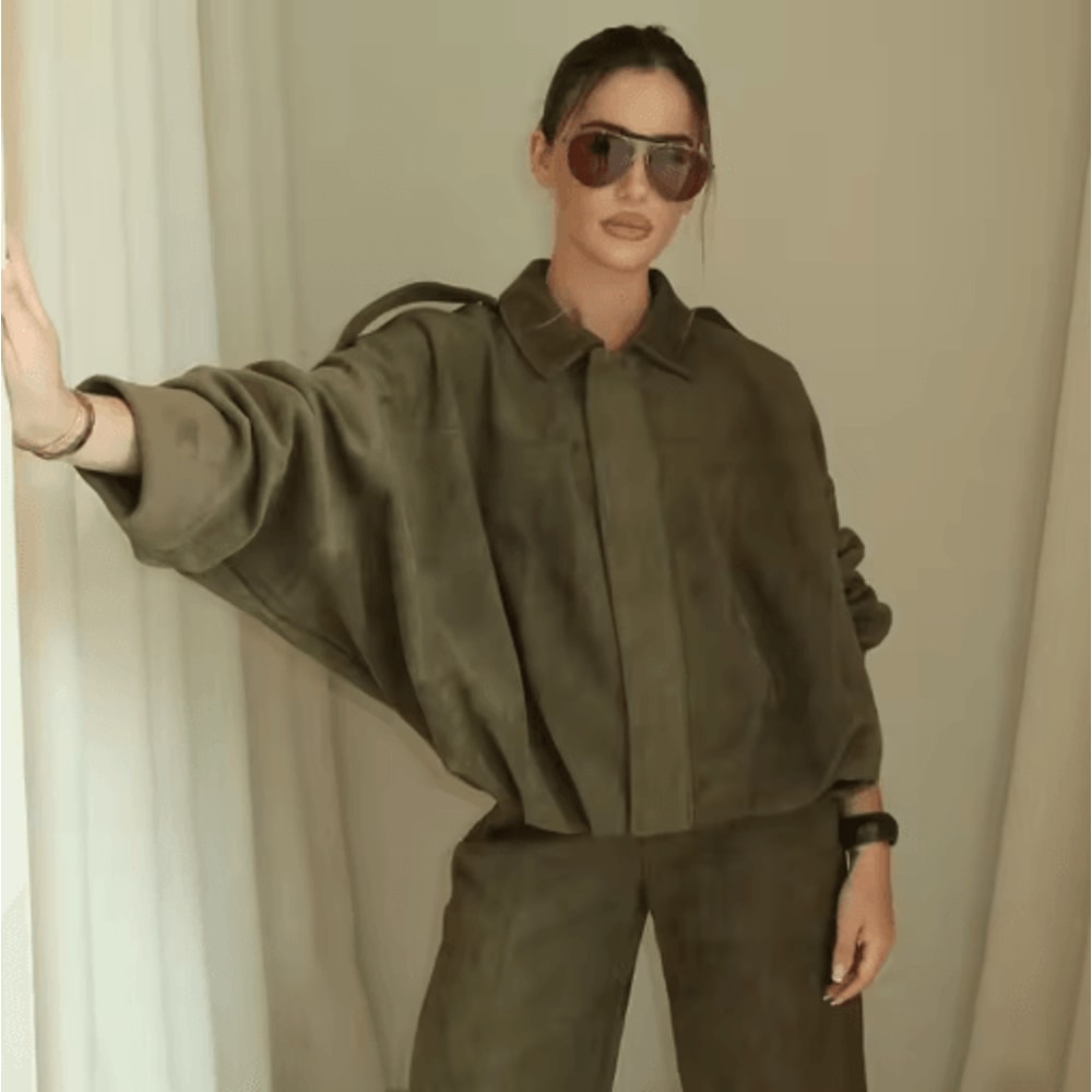 Womens Cropped Suede Bomber Jacket Zip Up High Street Racing Style Coat 6