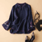 Womens Chinese Style Embroidered V Neck Blouse Loose Fit Artistic Spring Top 2