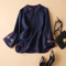 Womens Chinese Style Embroidered V Neck Blouse Loose Fit Artistic Spring Top 2