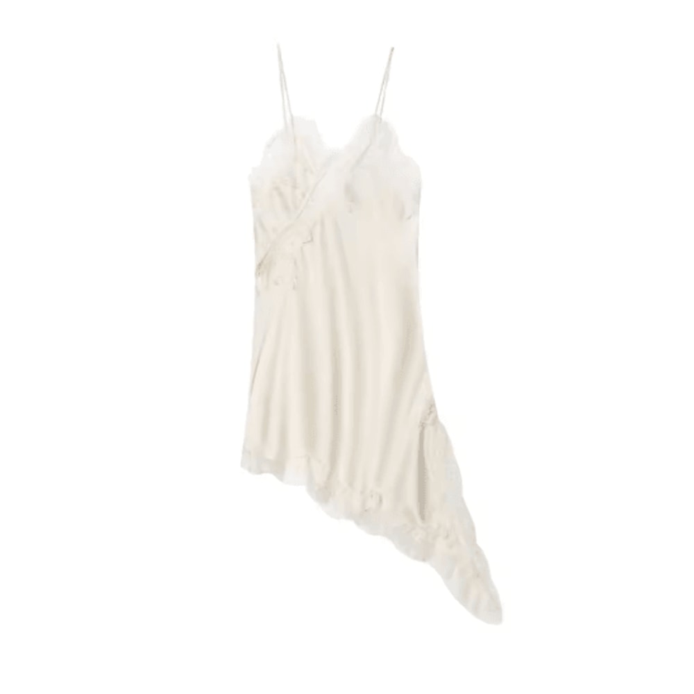 Womens Satin Lace Backless Sling Dress Asymmetric Sexy Summer Party Dress 13