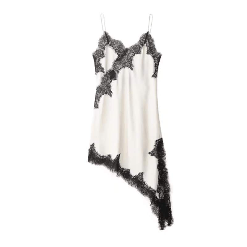 Womens Satin Lace Backless Sling Dress Asymmetric Sexy Summer Party Dress 8