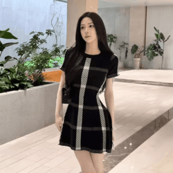 french vintage hepburn knit dress elegant waist cinching mini dress