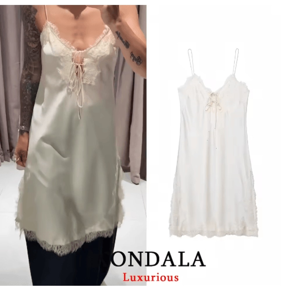 Womens Lace Backless Midi Dress Y2K V Neck Cami Party Evening Dress 1