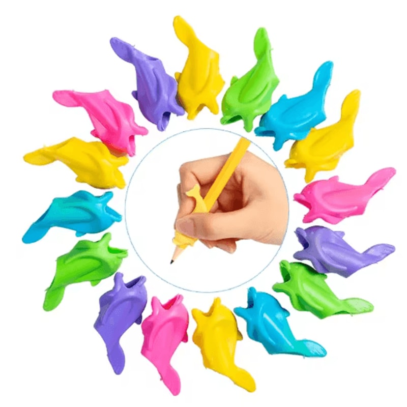 Kids Silicone Pencil Grip Set 10PCS Ergonomic Writing Aid For Handwriting Training 0
