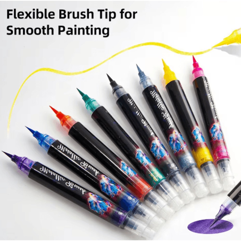 8Color Metallic Glitter Brush Pens Paint Marker Set For Art Craft 2