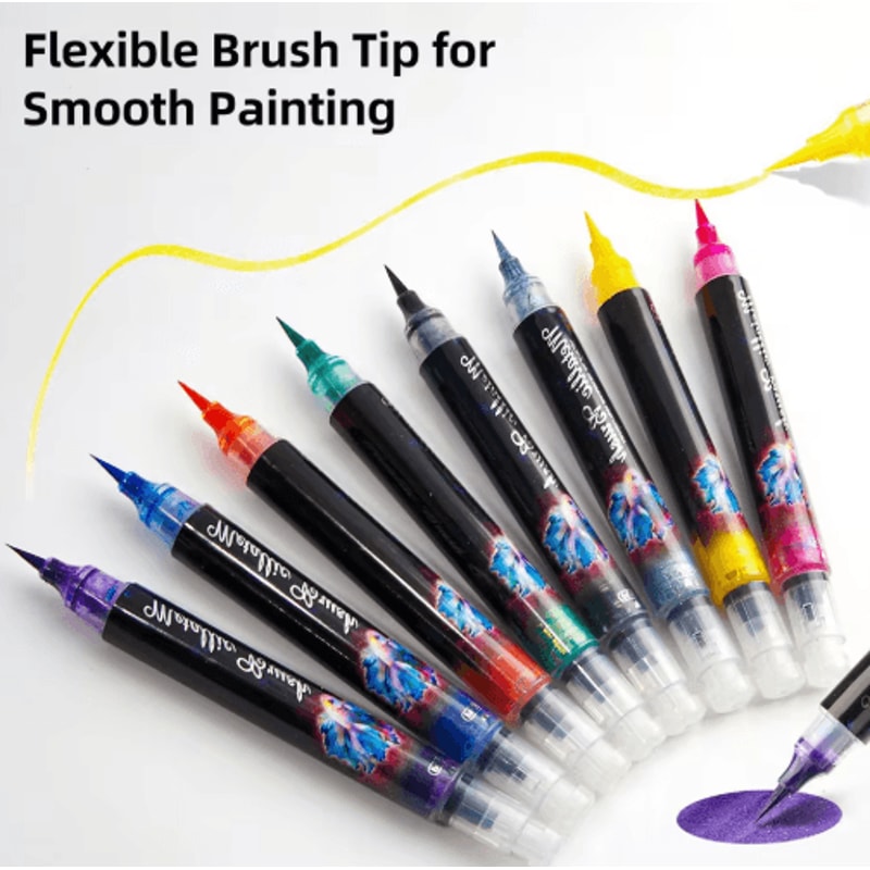 8Color Metallic Glitter Brush Pens Paint Marker Set For Art Craft 2