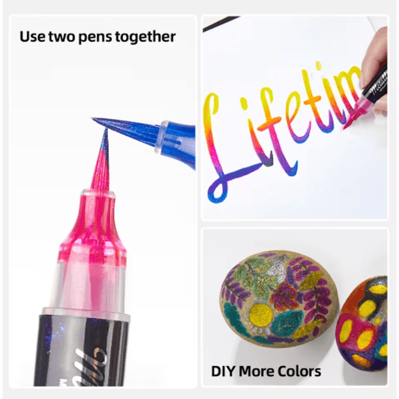 8Color Metallic Glitter Brush Pens Paint Marker Set For Art Craft 4