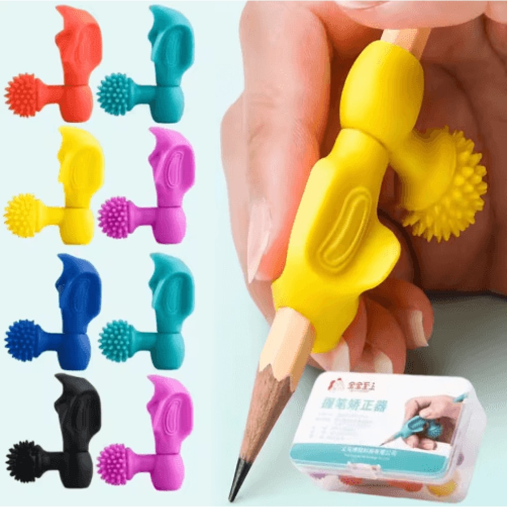 Cartoon Silicone Pencil Grip Set 4PCS Writing Posture Corrector For Kids 6