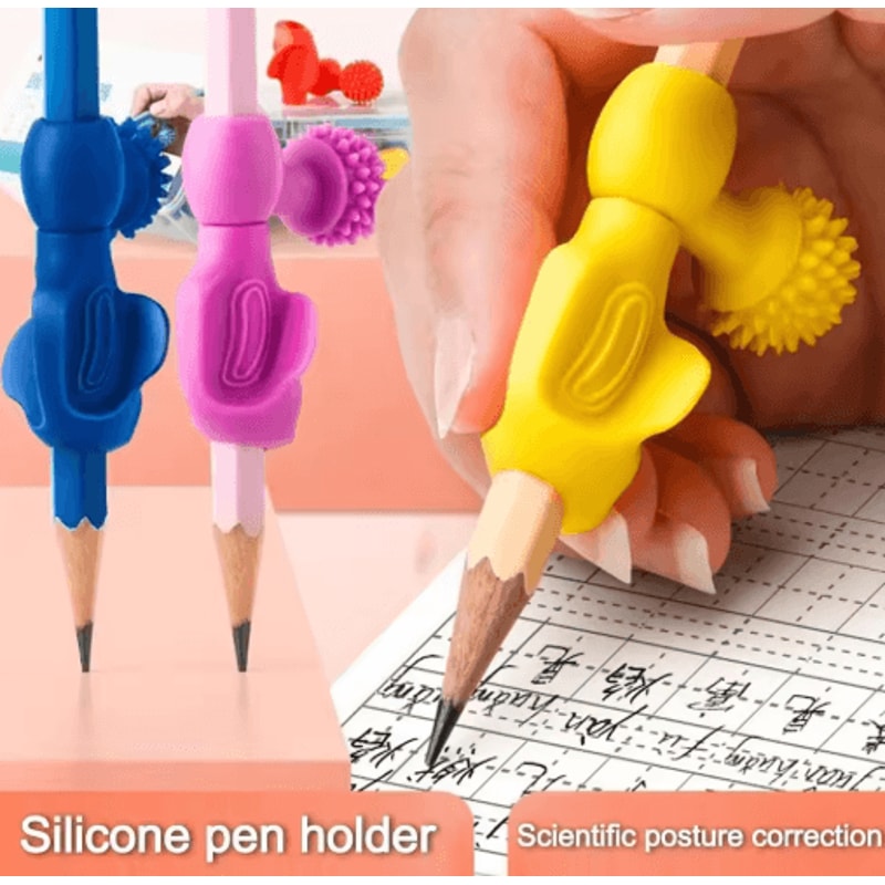 Cartoon Silicone Pencil Grip Set 4PCS Writing Posture Corrector For Kids 7