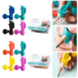 cartoon silicone pencil grip set (4pcs) – writing posture corrector for kids