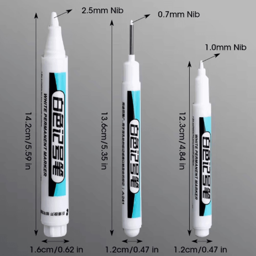 Precision White Oil Marker Waterproof Fine Tip Permanent Paint Pen 6