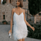 Colorful Sequin Patchwork Dress Feather Sleeveless Summer Party Dress 1