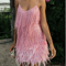 Colorful Sequin Patchwork Dress Feather Sleeveless Summer Party Dress 3