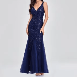 elegant v neck sequin dress sleeveless socialite summer evening gown