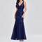 Elegant V Neck Sequin Dress Sleeveless Socialite Summer Evening Gown 0