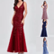 Elegant V Neck Sequin Dress Sleeveless Socialite Summer Evening Gown 7