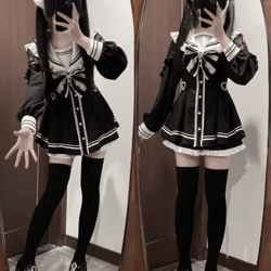 harajuku kawaii plaid dress slim fit bow lolita long sleeve dress