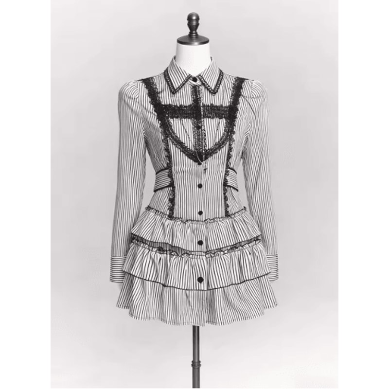 Harajuku Kawaii Plaid Dress Slim Fit Bow Lolita Long Sleeve Dress 6