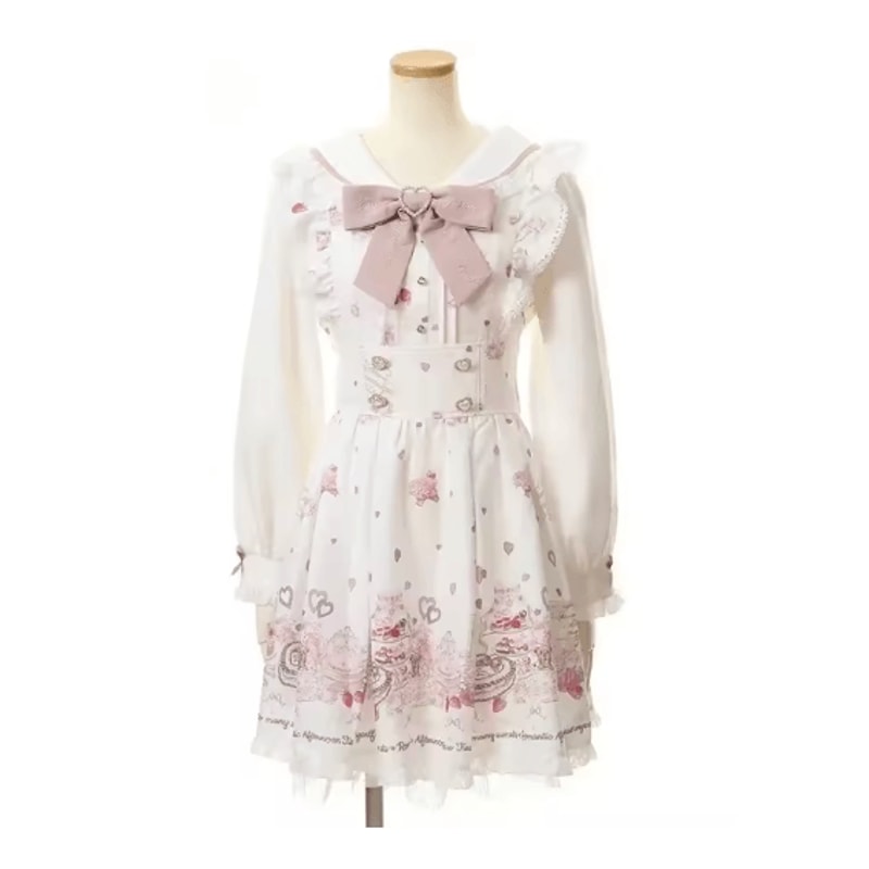 Harajuku Kawaii Plaid Dress Slim Fit Bow Lolita Long Sleeve Dress 8