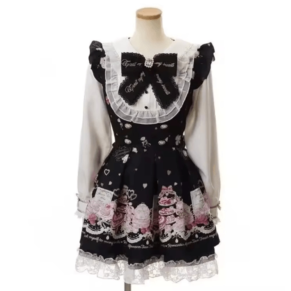 Harajuku Kawaii Plaid Dress Slim Fit Bow Lolita Long Sleeve Dress 11