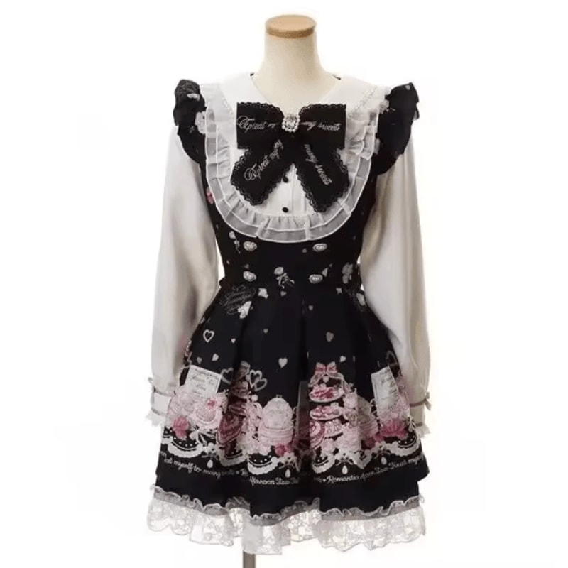 Harajuku Kawaii Plaid Dress Slim Fit Bow Lolita Long Sleeve Dress 11