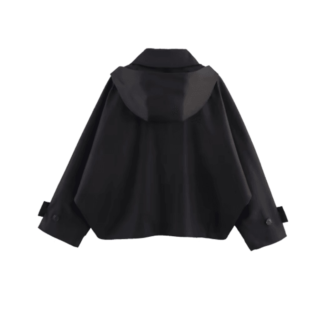 Modern Hooded Trench Coat Short Lapel Single Breasted Autumn Jacket 4