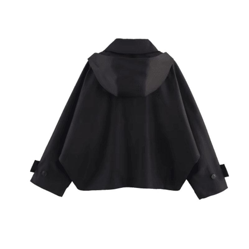 Modern Hooded Trench Coat Short Lapel Single Breasted Autumn Jacket 4