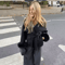 Elegant Woolen Short Coat Lace Up Loose Lapel Autumn Winter Jacket 0