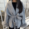 Elegant Woolen Short Coat Lace Up Loose Lapel Autumn Winter Jacket 8