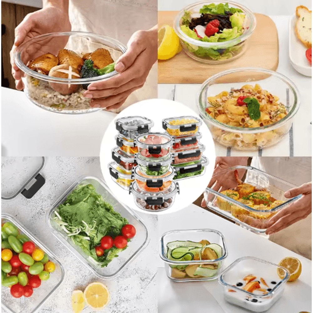 Premium Glass Lunch Box Set Airtight Meal Prep Containers 12pcs BPAFree 3