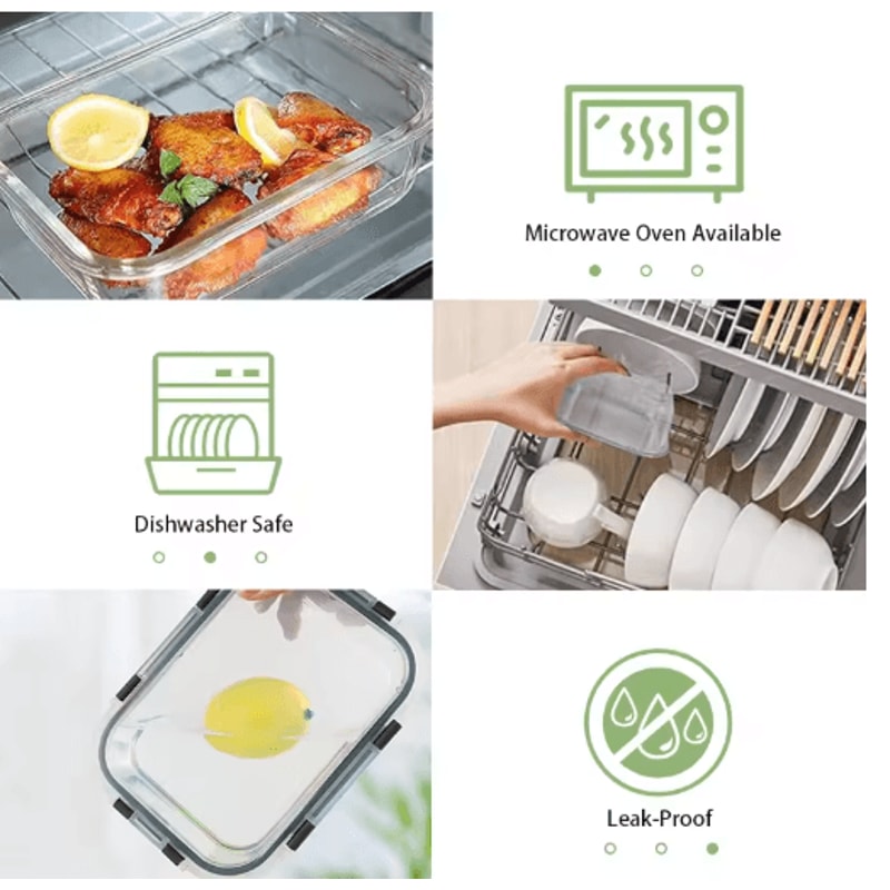 Premium Glass Lunch Box Set Airtight Meal Prep Containers 12pcs BPAFree 5