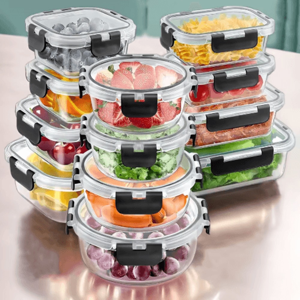 Premium Glass Lunch Box Set Airtight Meal Prep Containers 12pcs BPAFree 0
