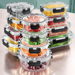 premium glass lunch box set airtight meal prep containers 12pcs bpa-free