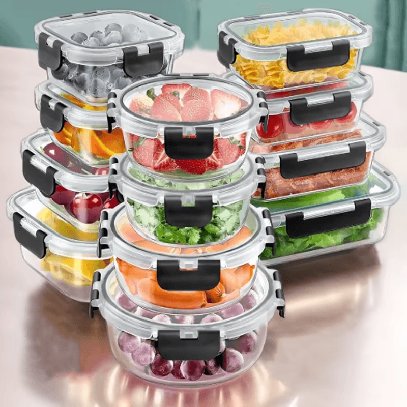 Premium Glass Lunch Box Set Airtight Meal Prep Containers 12pcs BPAFree 0