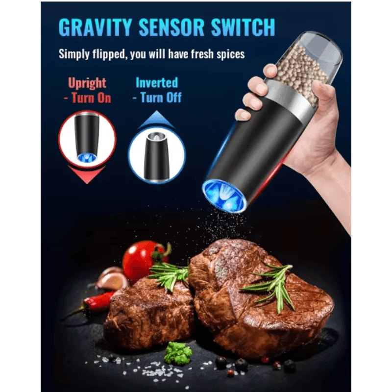 Smart Electric Salt And Pepper Grinder Gravity Automatic Adjustable Spice Mill 7