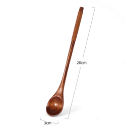 natural wooden tea spoon set long coffee & dessert stirring spoons