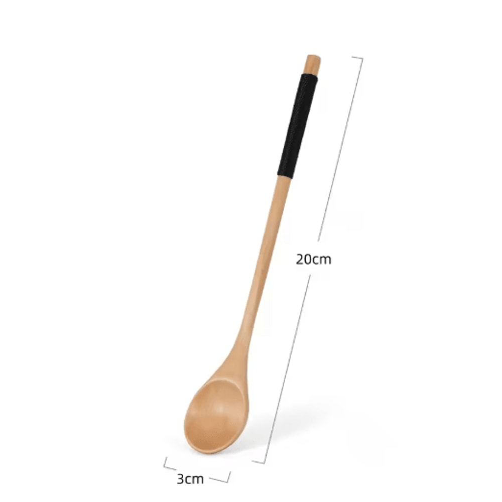 Natural Wooden Tea Spoon Set Long Coffee Dessert Stirring Spoons 5