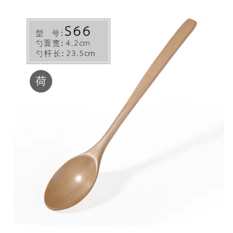 Korean Style Wooden Soup Spoon Long Handle Natural Tea Coffee Spoon 2