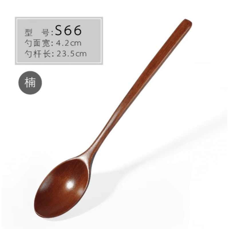 Korean Style Wooden Soup Spoon Long Handle Natural Tea Coffee Spoon 3