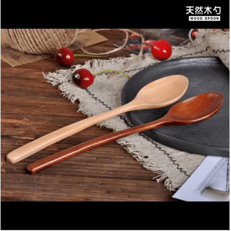 Korean Style Wooden Soup Spoon Long Handle Natural Tea Coffee Spoon 5