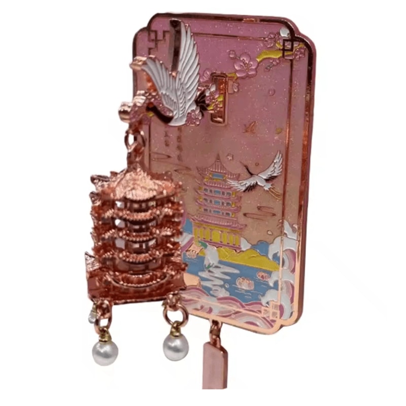 Chinese Style LED Fridge Magnet Light Up Yellow Crane Tower Souvenir 2