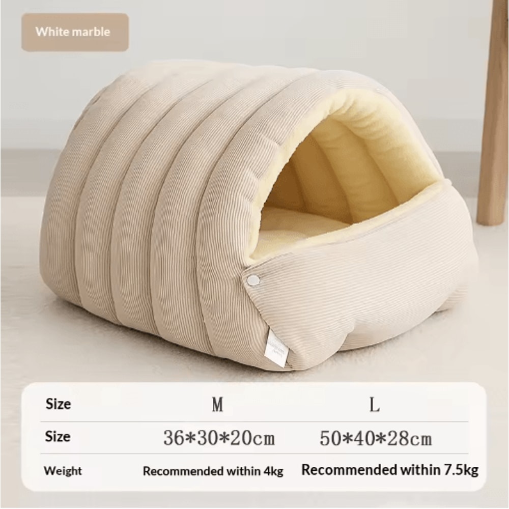 CozyNest Plush Cat Bed Warm Enclosed Cat House For Winter Comfort 2