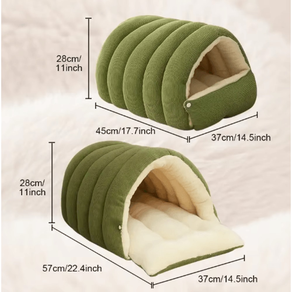 CozyNest Plush Cat Bed Warm Enclosed Cat House For Winter Comfort 4