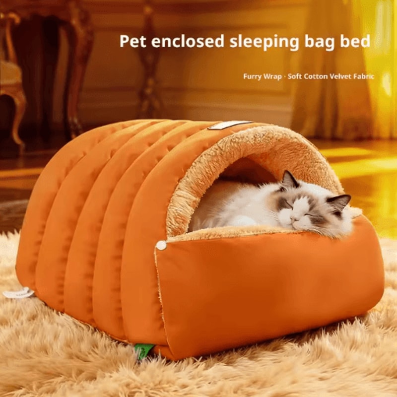 CozyShield Cat Cave Bed SemiEnclosed Warm AntiAnxiety Cat House 1