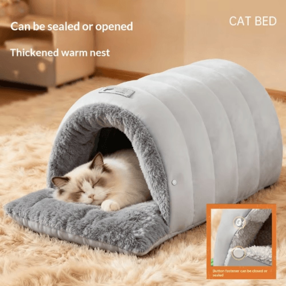 CozyShield Cat Cave Bed SemiEnclosed Warm AntiAnxiety Cat House 5